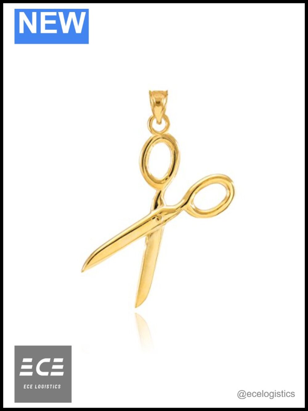10k Yellow Gold High Polish Hair Stylist Scissor Charm Pendant